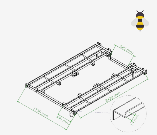 MÉHÉSZET – MOBIL Méhkaptár Platform – EB 10 (10 kaptár) – EBECO N5, N6, N7 Utánfutókhoz (1,26 m x 2,20 m) - Image 5